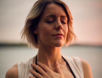 woman breathing technique