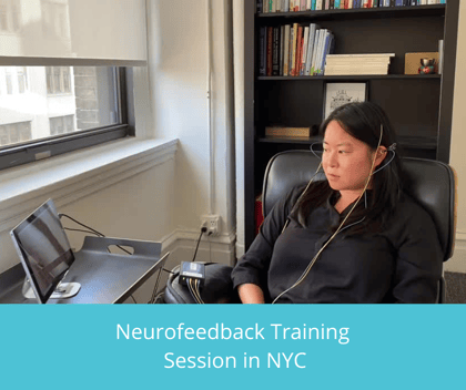 NeurOptimal® trainer and trainee Amy at the NYC Neurofeedback Training Co. office