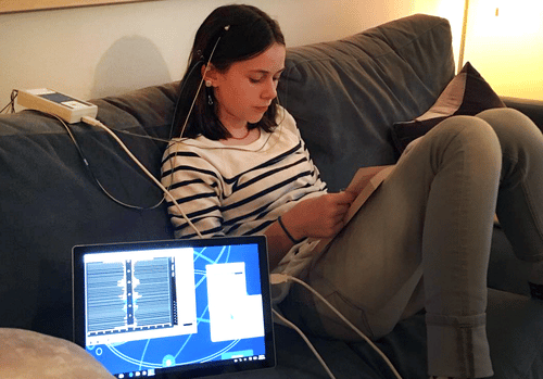 home neurofeedback session for a teen